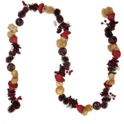 Northlight 5' X 2.5" Red Rose And Apple Artificial Christmas Garland - Unlit