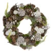 Northlight White Rose And Pine Cones Artificial Christmas Wreath, 13-Inch, Unlit