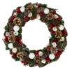 Northlight Frosted Pine Cone And Wooden Rose Artificial Christmas Wreath, 19-Inch, Unlit