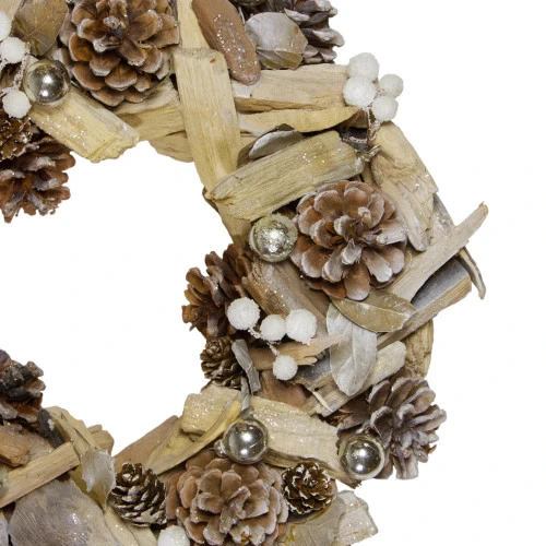 Northlight White Driftwood And Pine Cone Artificial Christmas Wreath - 13-Inch Unlit - Image 3