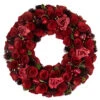 Northlight Red Wooden Rose And Berry Artificial Wreath, 13-Inch, Unlit