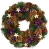Northlight Pine Cones With Stars And Berries Artificial Christmas Wreath, 13-Inch, Unlit