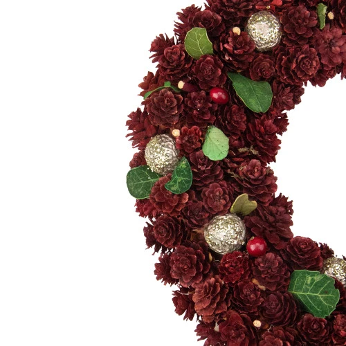 Northlight Red Pine Cone And Berry Artificial Christmas Wreath, 12-Inch, Unlit - Image 3