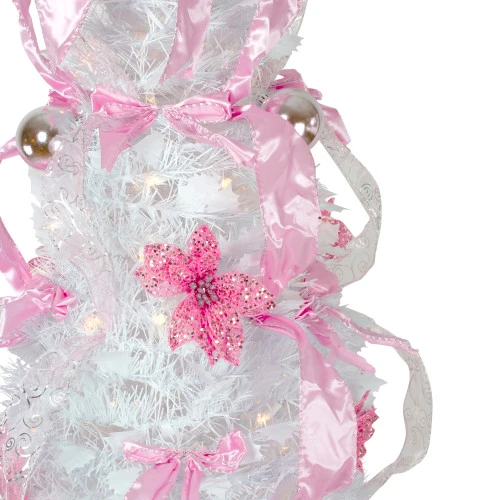 Northlight 6' Pre-Lit White And Pink Pre-Decorated Pop-Up Artificial Christmas Tree - Image 2