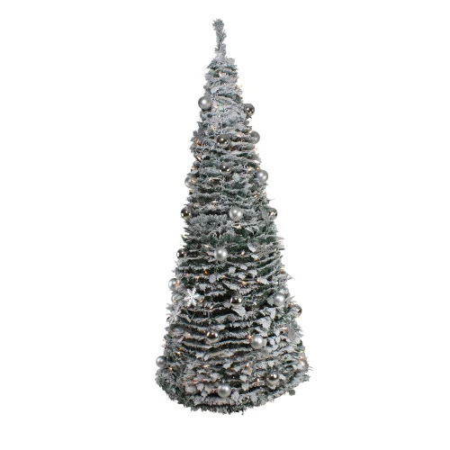 Northlight 6' Pre-Lit Flocked Pre-Decorated Pop-Up Artificial Christmas Tree