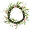 Northlight Daisy Twig Artificial Floral Wreath, Green And Pink 15-Inch