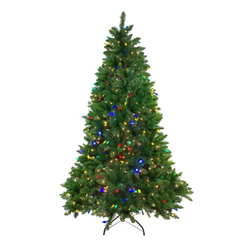 Northlight 6.5' Pre-Lit Medium Huron Pine Artificial Christmas Tree - Multicolor Lights