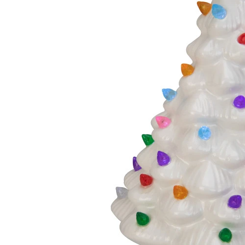 Northlight 8" LED Lighted White Ceramic Christmas Tree With Pastel Lights Table Top Decoration - Image 2