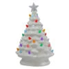 Northlight 8" LED Lighted White Ceramic Christmas Tree With Pastel Lights Table Top Decoration