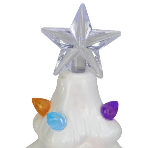 Northlight 8" LED Lighted White Ceramic Christmas Tree With Pastel Lights Table Top Decoration - Image 3