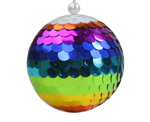 Northlight Vibrantly Colored Shiny Sequin Rainbow Hanging Christmas Ball Ornament 4.75" (120mm) - Image 3