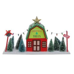 Northlight 14" Red And Green LED Lighted Christmas Tree Store With Pine Trees - Cool White Lights