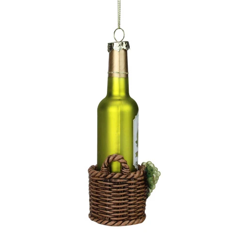 Northlight 6.25" Green And Brown Hanging Glass Wine Bottle Christmas Ornament - Image 2