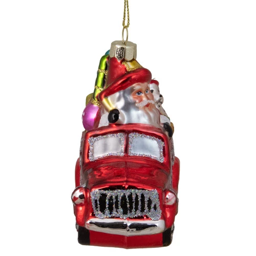 Northlight 4" Red Fire Truck With Santa And Presents Glass Christmas Ornament - Image 3