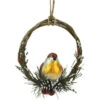 Northlight 4" Brown Bird Sitting In A Twig Wreath Christmas Ornament