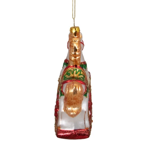 Northlight 5" White And Red Rocking Horse With Gifts Glass Christmas Ornament - Image 5