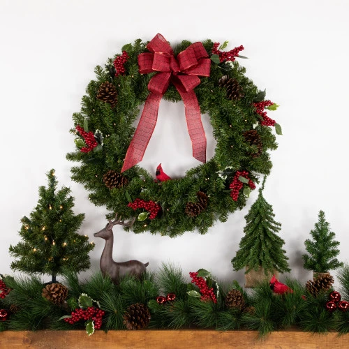 Northlight Pre-Lit Canadian Pine Artificial Christmas Wreath, 30-Inch, Clear Lights - Image 3