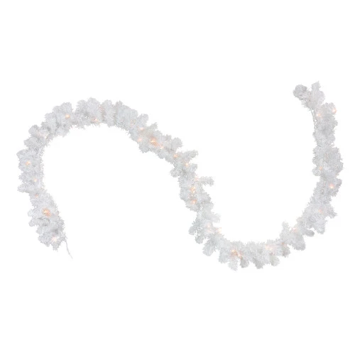 Northlight 50' X 10" Pre-Lit Commercial Length Snow White Christmas Garland, Clear Lights