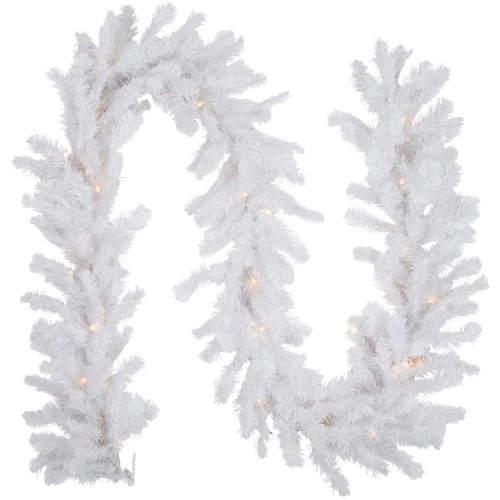 Northlight 9' X 8" Pre-Lit Snow White Artificial Christmas Garland, Clear Lights