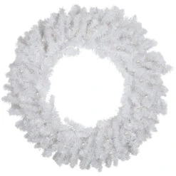 Northlight Pre-Lit LED White Canadian Pine Artificial Christmas Wreath, 30-Inch, Clear Lights
