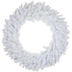 Northlight Pre-Lit White Pine LED Artificial Christmas Wreath - 36-Inch, Multicolor Lights