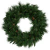 Northlight Pre-Lit White Valley Pine Artificial Christmas Wreath With Pinecones, 36-Inch, Clear Lights