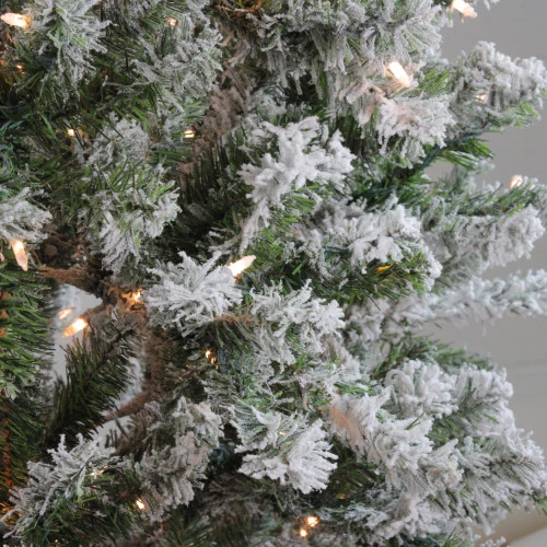 Northlight 6' Pre-Lit Medium Flocked Balsam Pine Artificial Christmas Tree - Clear Lights - Image 2