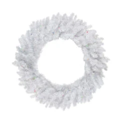 Northlight 30" Pre-Lit LED Snow White Christmas Wreath - Multicolor Lights