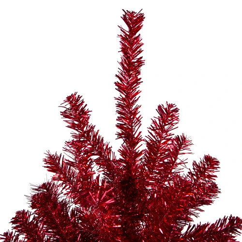 Northlight 6' Metallic Red Tinsel Artificial Christmas Tree - Unlit - Image 3
