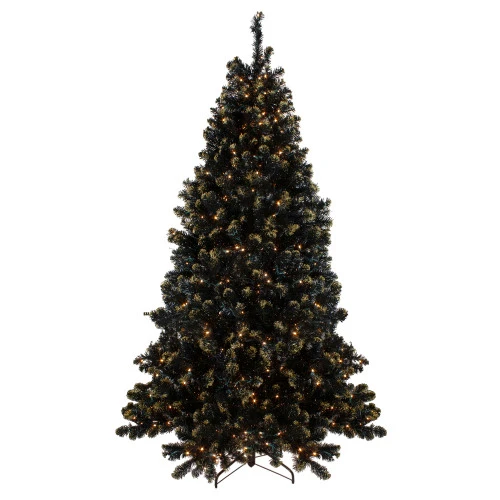 Northlight Pre-Lit LED Black Crystal Pine With Gold Glitter Artificial Christmas Tree - 7.5 Ft Clear Lights