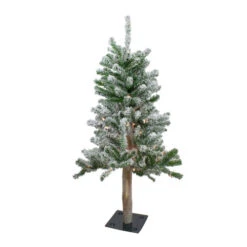 Northlight 3' Pre-Lit Flocked Alpine Artificial Christmas Tree - Clear Lights