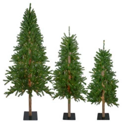 Northlight Set Of 3 Pre-Lit Slim Alpine Artificial Christmas Trees 6' - Clear Lights