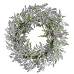 Northlight Lavender And Leaves Spring Floral Artificial Wreath, Purple - 22-Inch