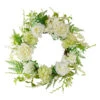 Northlight Peony And Rose Artificial Spring Wreath, White And Green - 24-Inch