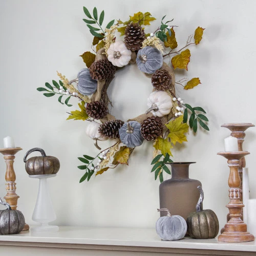 Northlight Pumpkins Foliage Grapevine Artificial Thanksgiving Wreath, 24-Inch, Unlit - Image 2