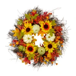 Northlight Sunflowers And Gourds Artificial Thanksgiving Wreath - 26-Inch, Unlit