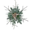 Northlight 24" Green And Winter White Frosted Mixed Pine Twig Snowflake Christmas Ornament