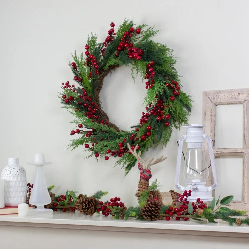 Northlight Mixed Pine And Berries Artificial Christmas Wreath - 26 Inch, Unlit - Image 2