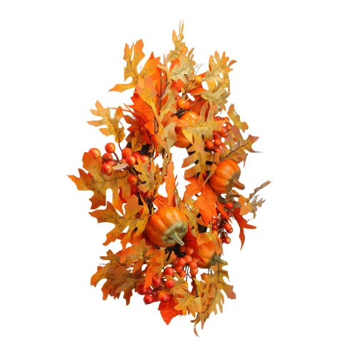 Northlight Autumn Leaves, Pumpkins And Berries Artificial Thanksgiving Wreath, 22-Inch, Unlit - Image 2