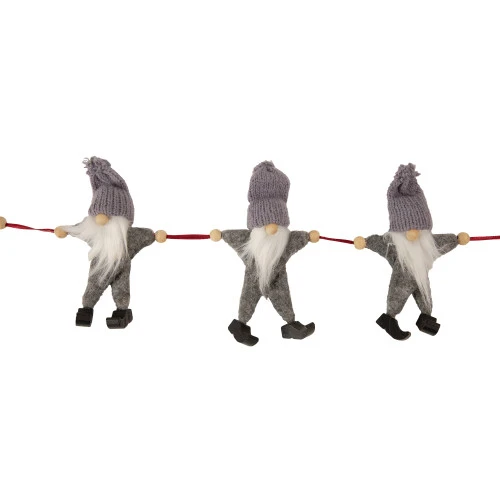 Northlight 30" Gray And White Knit Gnome Novelty Christmas Garland - Image 3