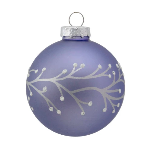 Northlight 4ct Matte Purple Glass Ball Christmas Ornaments With Branch Design 2.5" (63.5mm) - Image 4