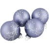 Northlight 4ct Matte Purple Glass Ball Christmas Ornaments With Branch Design 2.5" (63.5mm)