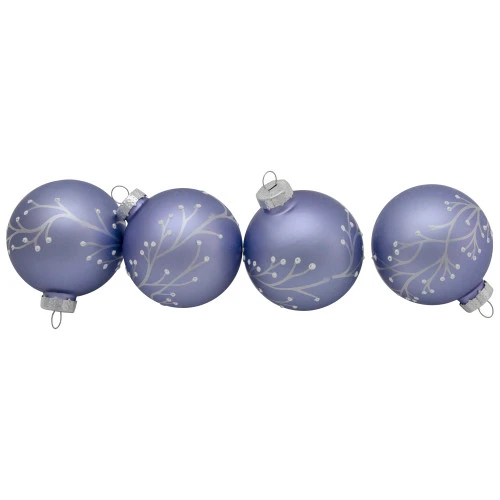 Northlight 4ct Matte Purple Glass Ball Christmas Ornaments With Branch Design 2.5" (63.5mm) - Image 5