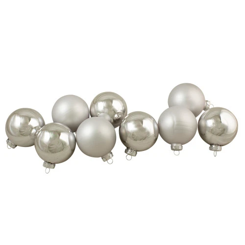 Northlight 9ct Silver 2-Finish Glass Christmas Ball Ornaments 2.5" (65mm) - Image 3
