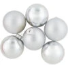 Northlight 6ct Silver 2-Finish Christmas Glass Ball Ornaments 3.25"