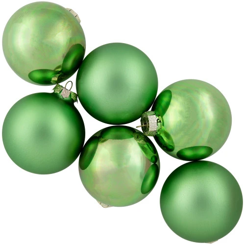 Northlight 6ct Shiny And Matte Green Glass Ball Christmas Ornaments 3.25" (82mm) - Image 4