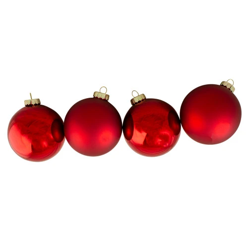 Northlight 4ct Red And Gold 2-Finish Glass Christmas Ball Ornaments 4" (100mm) - Image 3