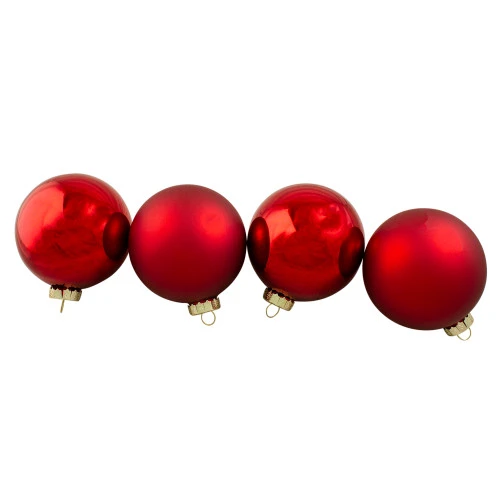Northlight 4ct Red And Gold 2-Finish Glass Christmas Ball Ornaments 4" (100mm)