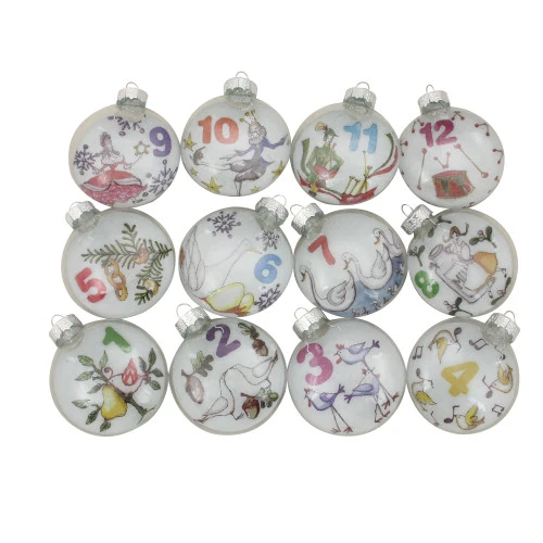 Northlight 12ct Clear 'The Twelve Days Of Christmas' Glass Disc Ornaments 3" - Image 2