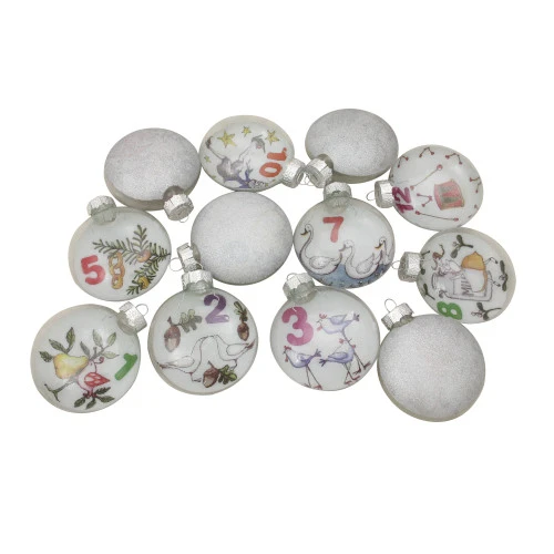 Northlight 12ct Clear 'The Twelve Days Of Christmas' Glass Disc Ornaments 3" - Image 3